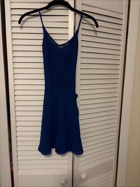 Blue Spaghetti-Strap V-Neck Dress *with shorts*